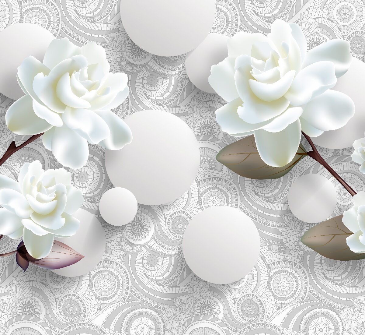 3D Фотообои Нежные бутоны